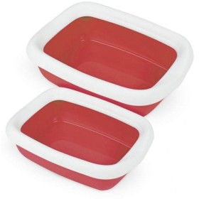 Lettiera per gatti con cornice colore rosso