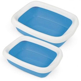 Lettiera per gatti con cornice colore azzurro