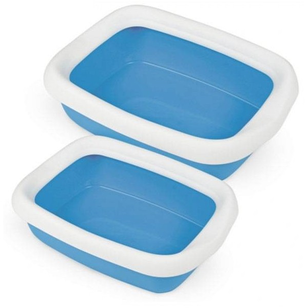 Lettiera per gatti con cornice colore azzurro