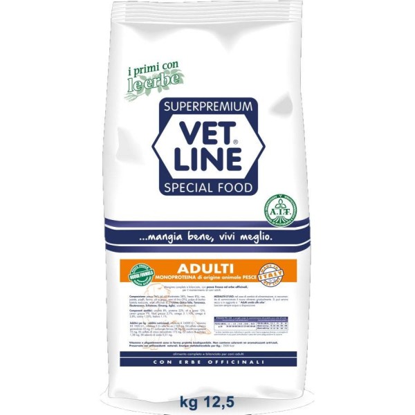 Crocchette Vet Line Adulto Monoproteico Pesce 12,5 kg (GRATIS SPEDIZIONE)