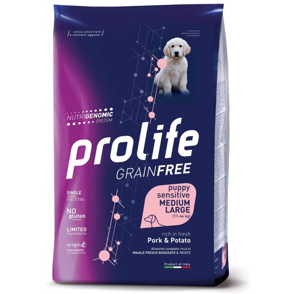 Prolife Grain Free Puppy Sensitive Maiale e Patate Medium/Large 10 kg (GRATIS SPEDIZIONE)