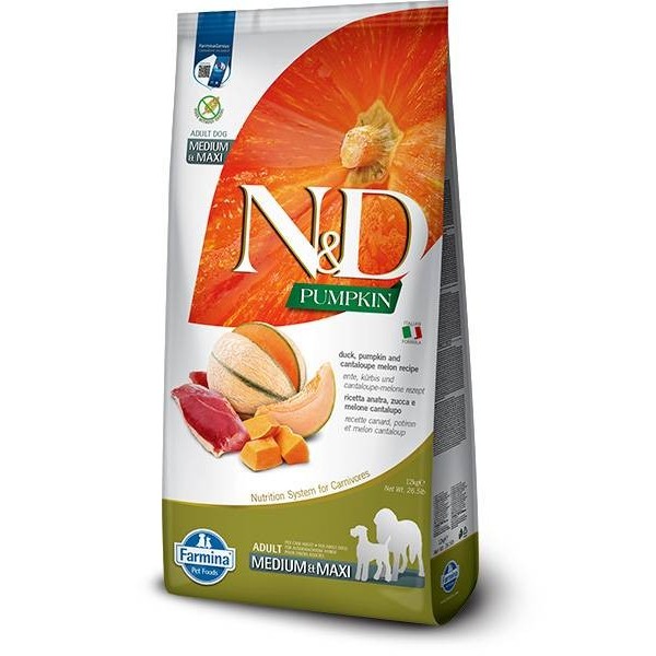 Farmina N&D Grain Free Zucca Anatra e Melone Cantalupo Adult Medium/Maxi 12 Kg (GRATIS SPEDIZIONE)