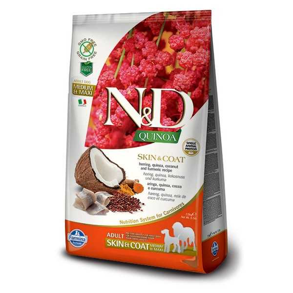 Farmina N&D Grain Free Quinoa Skin & Coat Aringhe Adult Medium/Maxi kg 7 (GRATIS SPEDIZIONE)