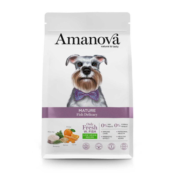Amanova cane Mature Pesce Delicacy 12 kg (GRATIS SPEDIZIONE)