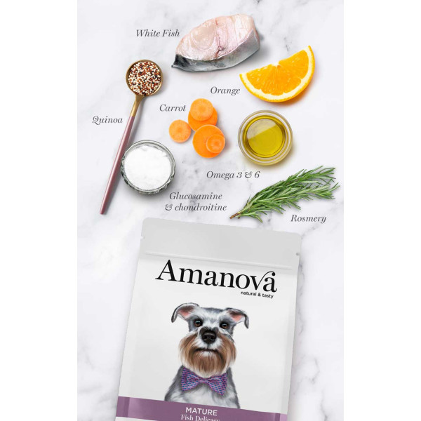 Crocchette Amanova cane Mature Pesce Delicacy 10 kg (GRATIS SPEDIZIONE)