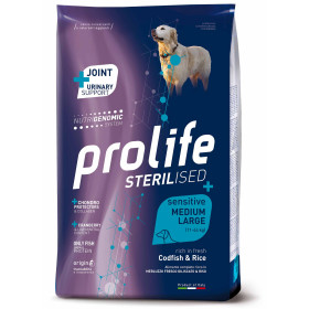 Prolife Adult Sterilised Sensitive Merluzzo & Riso Medium/Large 10 Kg (GRATIS SPEDIZIONE)