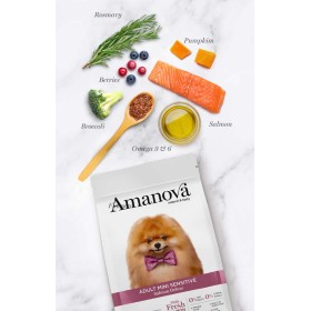 Crocchette Amanova cane Adult Mini Sensitive Salmone Deluxe 7 kg (GRATIS SPEDIZIONE)