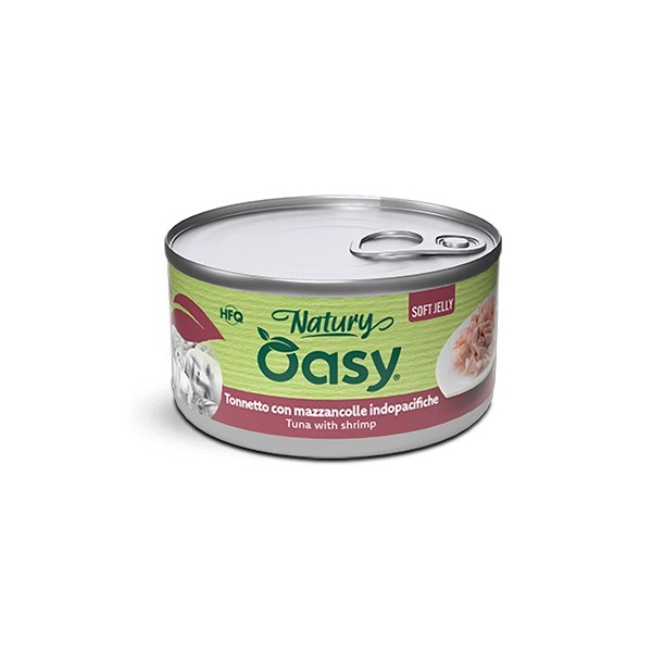 Cibo umido per gatti Oasy Tonnetto con Mazzancolle Indopacifiche 150 gr