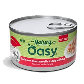 Cibo umido per gatti Oasy Pollo con Mazzancolle Indopacifiche 150 gr