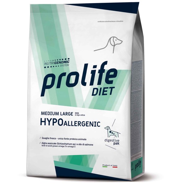 Prolife Diet Hypoallergenic Quaglia Medium/Large 8 kg (GRATIS SPEDIZIONE)