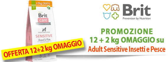 Brit Care Sustenible Digestion Insect & Fish Grain Free  12,0 kg in versione 12 + 2 kg omaggio