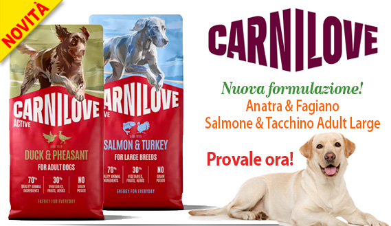 Carnilove cane: nuova formulazione Anatra & Fagiano - Salmone & Tacchino Adult Large