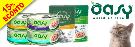 cibo umido per gatti Oasy sconto 15%