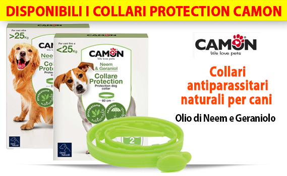 Collari antiparassitari naturali per cani Camon con Olio di Neem e Geraniolo