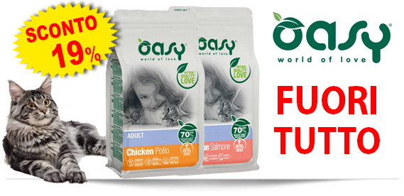 FUORI TUTTO su tutte le crocchette Oasy Gatto - SCONTO 19%