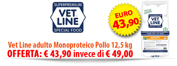 Vet Line Adulto Monoproteico Pollo       12,5 kg Offerta ad € 43,90 invece di € 49,00