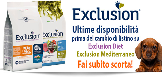 Exclusion Diet/Esclusion Mediterraneo | Ultime disponibilità prima del cambio di listino