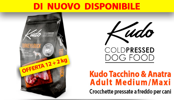 KUDO per CANI: di nuovo disponibile Kudo Tacchino & Anatra 12 + 2 kg OMAGGIO
