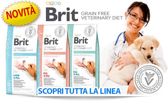 Finalemte anche Brit Care ha creato la linea Veterinary, alimentazione olistica per Cani