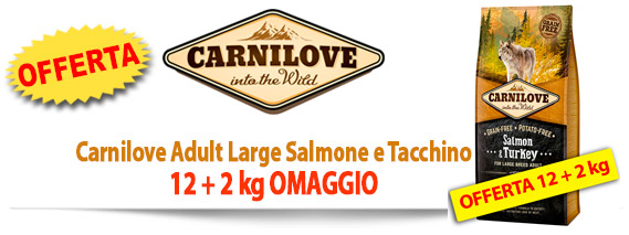 Offerta Carnilove Adult Large Salmone e Tacchino 12 + 2 kg omaggio