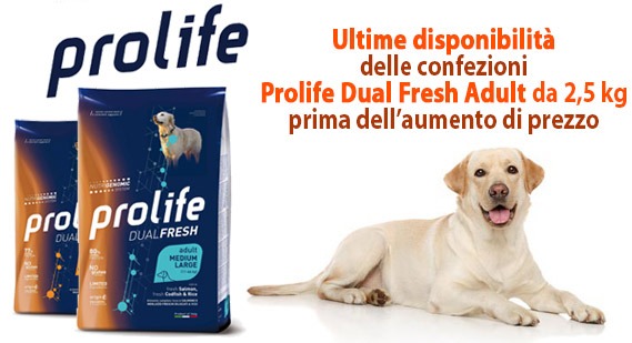 offerta SCONTO 15% sulle confezioni Prolife Dual Fresh 2,5 kg ultime disponibilità
