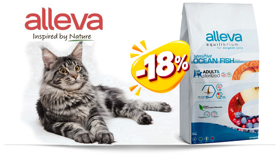Sconto 18% su Alleva Equilibrium Sterilized Adult Cat Pesce Oceanico 10 kg  - Offerta valida fino al 31/10 e fino ad esaurimento scorte