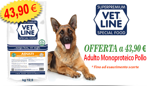 VET LINE Adulto Monoproteico Pollo per cane - OFFERTA a 43,90 € 